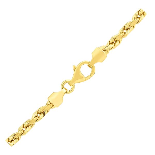 Sterling Silver Yellow Gold Plated Diamond Cut Royal Rope Chain (3.60 mm) - alternate view 4