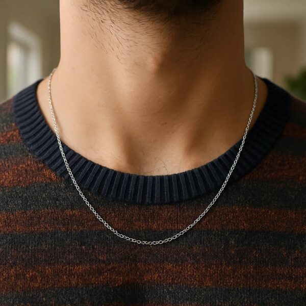 14k White Gold Round Cable Link Chain (1.30 mm) - alternate view 5