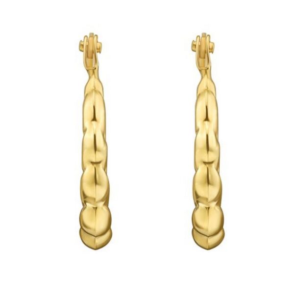 14K Yellow Gold Round Back to Back Hoop Earrings - alternate view 2