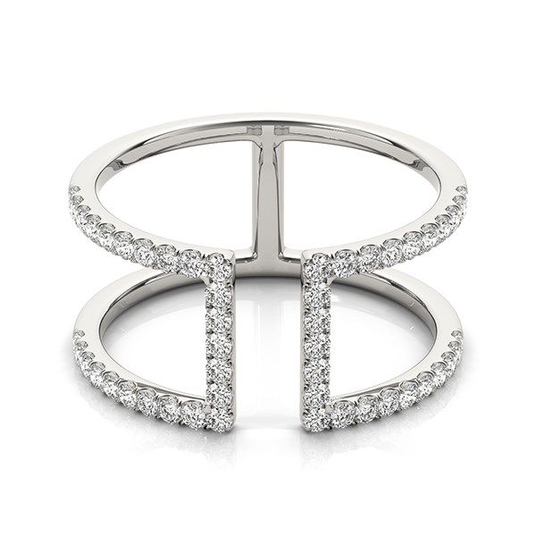 14k White Gold Modern Dual Band Style Diamond Ring (1/2 cttw) - alternate view 2