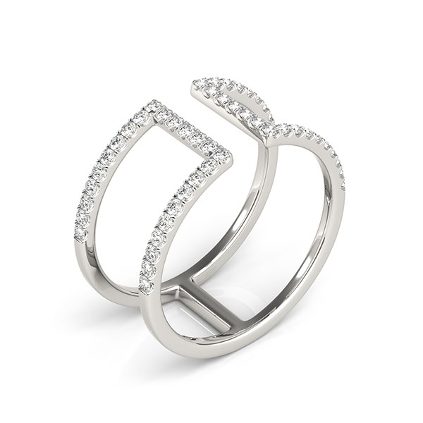 14k White Gold Modern Dual Band Style Diamond Ring (1/2 cttw) - alternate view 3