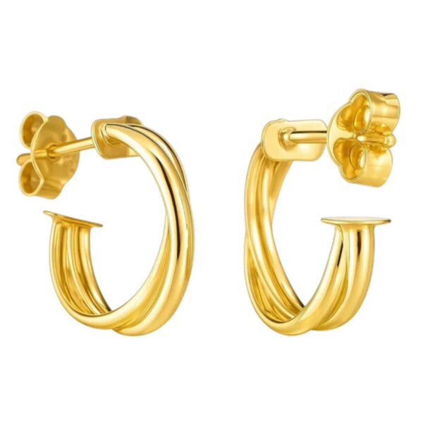 14k Yellow Gold Crossover Hoops - alternate view 2