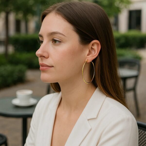 14k Yellow Gold Polished Large Round Hoop Earrings(2x60mm) - alternate view 2