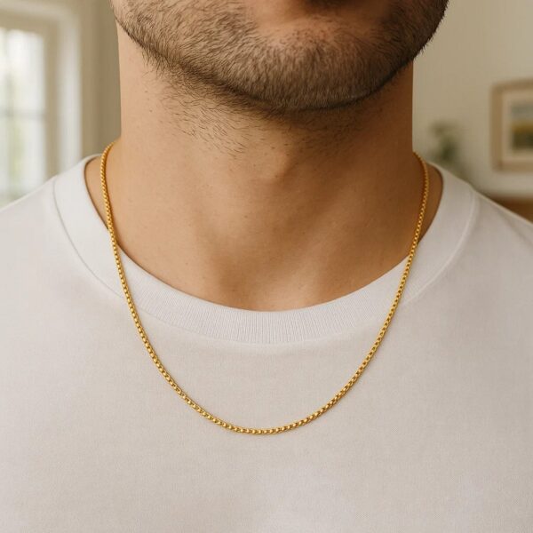 Sterling Silver Yellow Gold Plated Classic Box Chain (1.10 mm) - alternate view 4