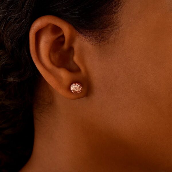 14k Rose Gold Ball Earrings with Crystal Cut Texture(5mm) - alternate view 3