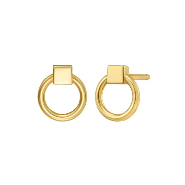 14K Yellow Gold Open Circle Stud Earrings - alternate view 2