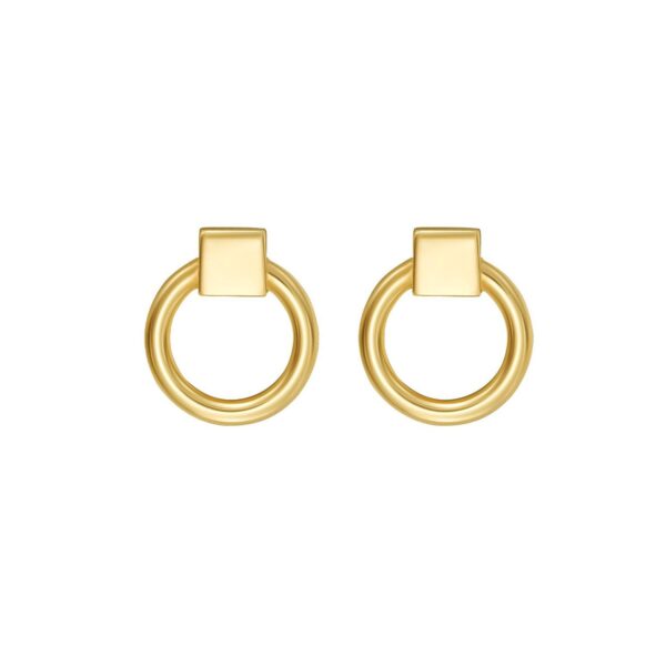 14K Yellow Gold Open Circle Stud Earrings - alternate view 3