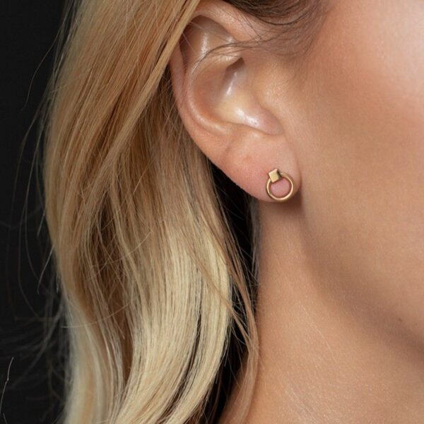 14K Yellow Gold Open Circle Stud Earrings - alternate view 4