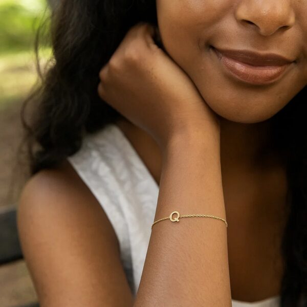 14K Yellow Gold Mini Initial Q Bracelet - alternate view 4