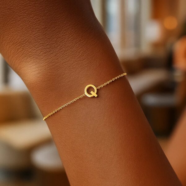 14K Yellow Gold Mini Initial Q Bracelet - alternate view 5