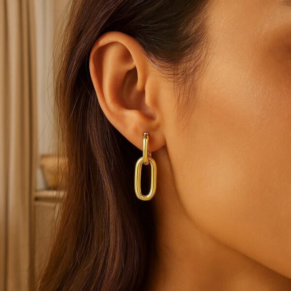 Link Drop Earrings in 14K Yellow Gold - alternate view 3