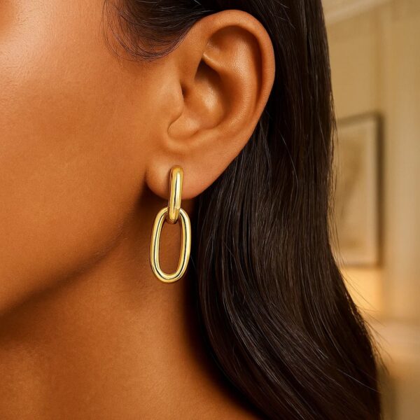 Link Drop Earrings in 14K Yellow Gold - alternate view 4