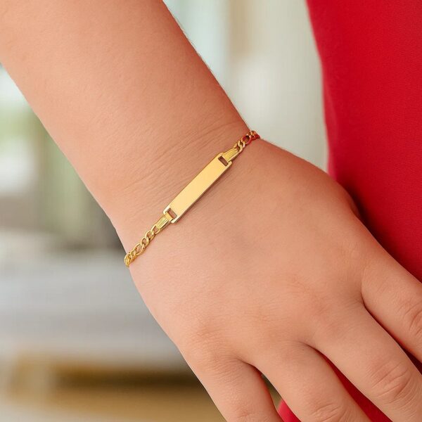 14k Yellow Gold Figaro Link Childrens ID Bracelet (3.30 mm) - alternate view 4