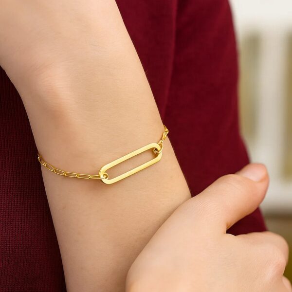 14k Yellow Gold High Polish Open Straight Paperclip Bracelet (2.10 mm) - alternate view 2