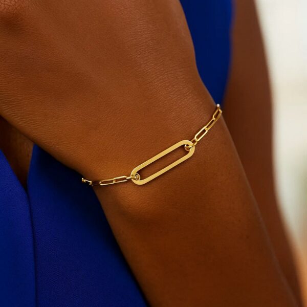 14k Yellow Gold High Polish Open Straight Paperclip Bracelet (2.10 mm) - alternate view 3
