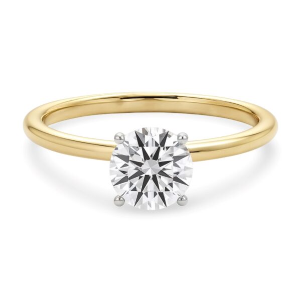 1 Carat Round Lab Grown IGI G/VS1 Diamond Solitaire Ring in 14K Yellow Gold - alternate view 2