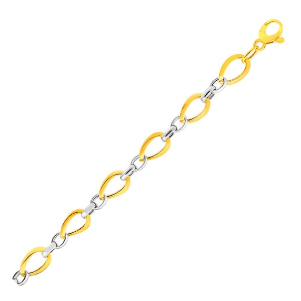 Twisted Oval Chain Bracelet in 14k Two Tone Gold (7.40 mm) - Two-Tone Gold