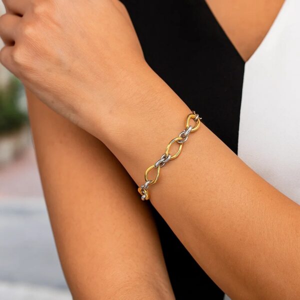 Twisted Oval Chain Bracelet in 14k Two Tone Gold (7.40 mm) - Two-Tone Gold - alternate view 3