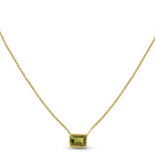 14K Yellow Gold Emerald Cut Peridot Necklace - alternate view 2
