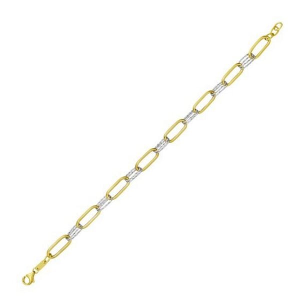 14K Two Tone Gold Diamante Paperclip Necklace (6.20 mm) - Two-Tone Gold - alternate view 4