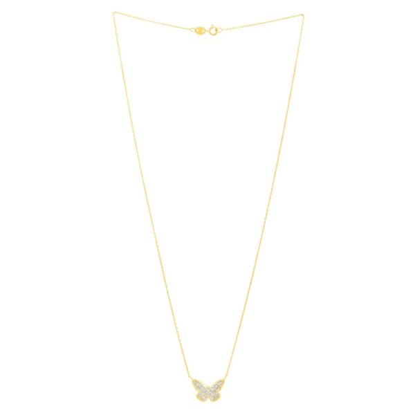 Checkered Butterfly Necklace in 14K Yellow Gold - alternate view 2