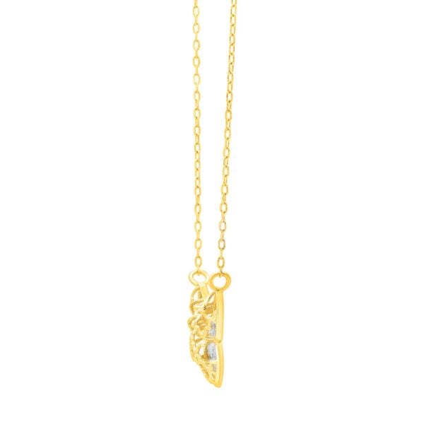 Checkered Butterfly Necklace in 14K Yellow Gold - alternate view 3