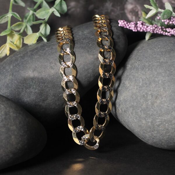 10 mm 14k Two Tone Gold Pave Curb Chain (9.70 mm) - Two-Tone Gold - alternate view 3
