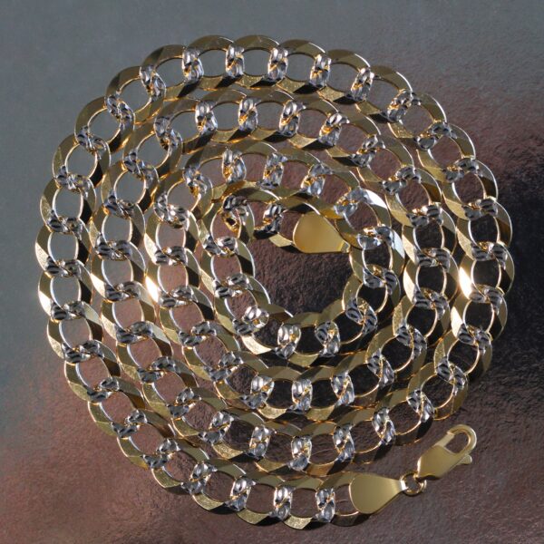 10 mm 14k Two Tone Gold Pave Curb Chain (9.70 mm) - Two-Tone Gold - alternate view 4