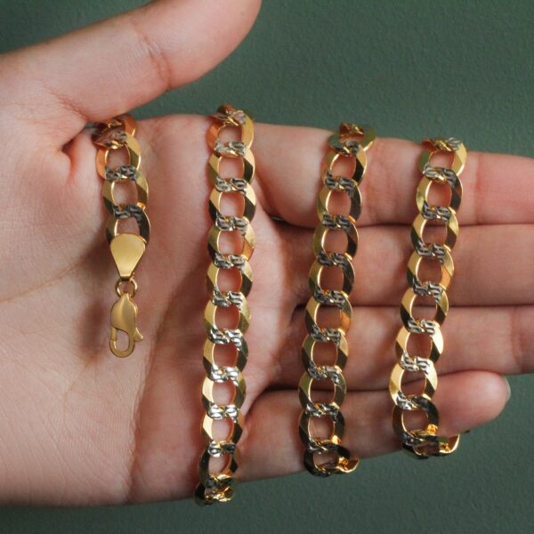 10 mm 14k Two Tone Gold Pave Curb Chain (9.70 mm) - Two-Tone Gold - alternate view 5