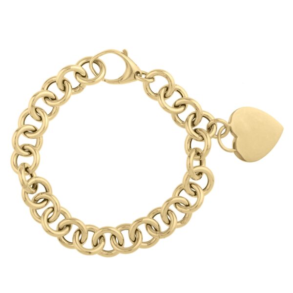 Heart Tag with Rolo Link Bracelet in 14K Yellow Gold (11.40 mm) - alternate view 2