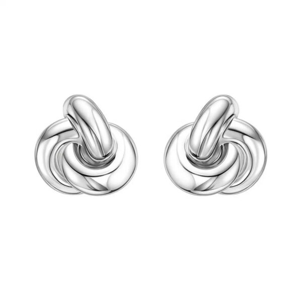 Sterling Silver Puffed Love Knot Stud Earrings - alternate view 2