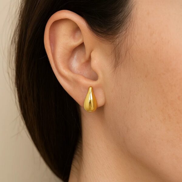 Small Raindrop Stud Earrings in 14K Yellow Gold - alternate view 3