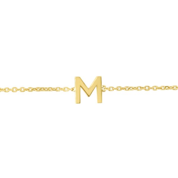 14K Yellow Gold Mini Initial M Bracelet - alternate view 2