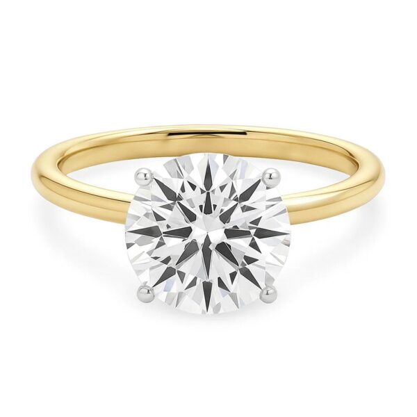 3 Carat Round Lab Grown IGI G/VS1 Diamond Solitaire Ring in 10K Yellow Gold - alternate view 3