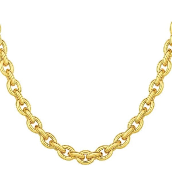 14k Yellow Gold Polished Oval Link Necklace - alternate view 2
