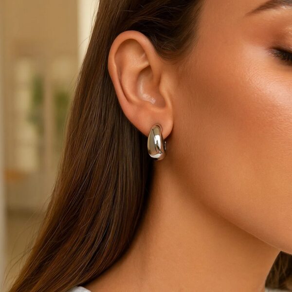 Sterling Silver Twisted Puff C Hoop Earrings - alternate view 3