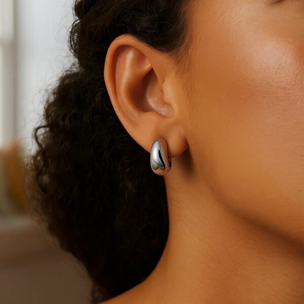 Sterling Silver Twisted Puff C Hoop Earrings - alternate view 4