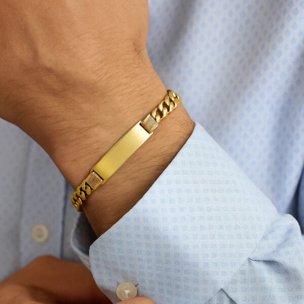 14K Yellow Gold Lite Cuban ID Bracelet (9.10 mm) - alternate view 3