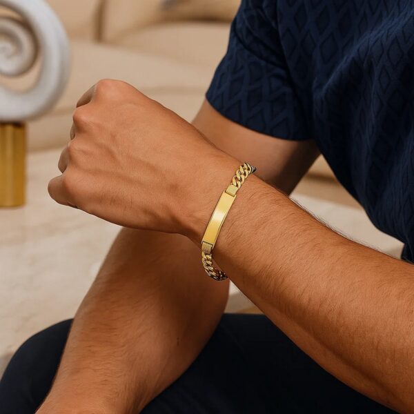 14K Yellow Gold Lite Cuban ID Bracelet (9.10 mm) - alternate view 4