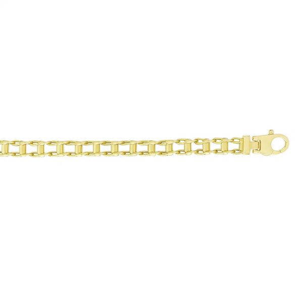 14k Yellow Gold Mens Bracelet with Rail Motif Links (5.00 mm) - alternate view 2