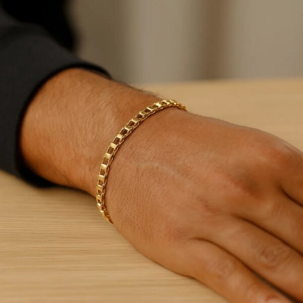 14k Yellow Gold Mens Bracelet with Rail Motif Links (5.00 mm) - alternate view 5