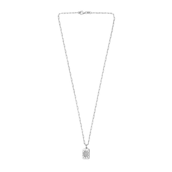 Sterling Silver Rhodium Plated Cubic Zirconia Starburst Locket Necklace - alternate view 2