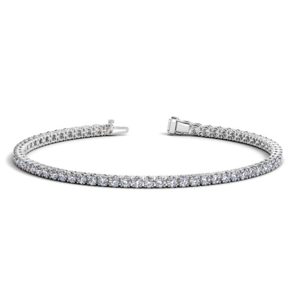 Lab Grown Round Diamond Tennis Bracelet in 14k White Gold (3 cctw F/G VS2/SI1) - F-G