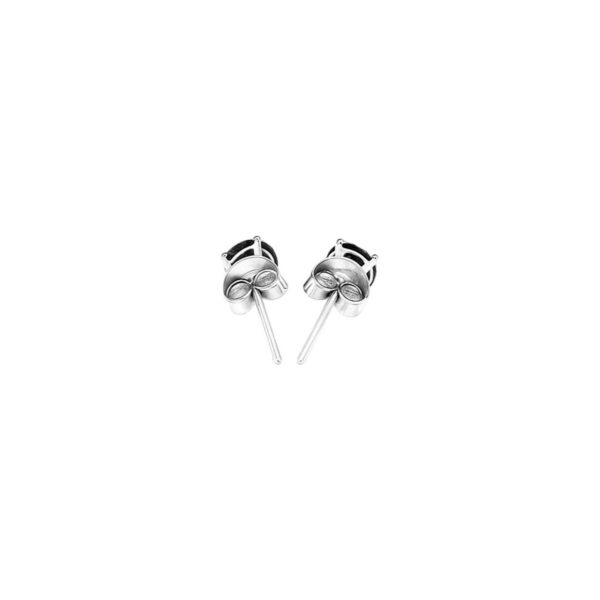 14k White Gold Stud Earrings with Black Cubic Zirconia(4mm) - alternate view 3