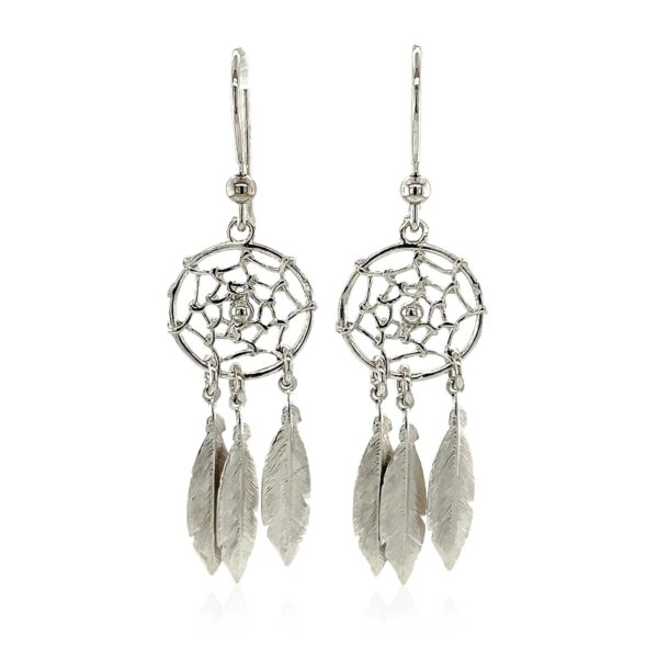 Sterling Silver Dream Catcher Dangle Earrings - alternate view 2