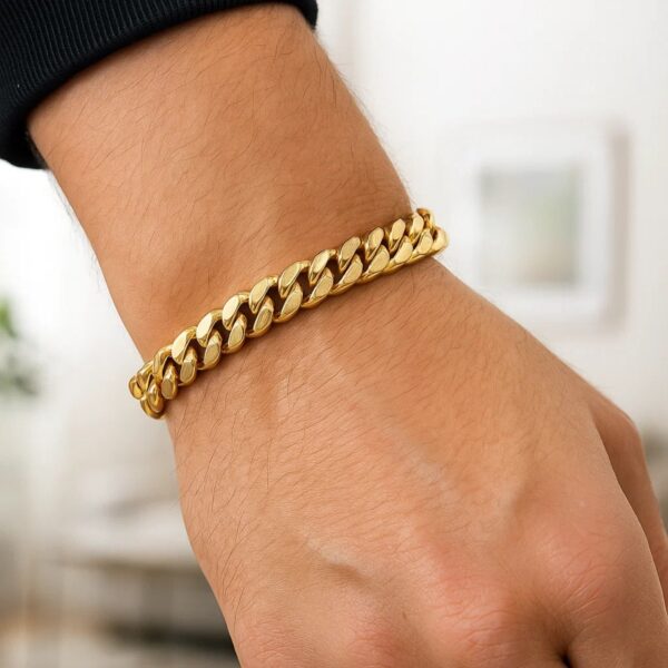 14k Yellow Gold Semi Solid Miami Cuban Bracelet (9.10 mm) - alternate view 4