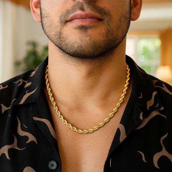 14k Yellow Gold Light Rope Chain (4.3 mm) - alternate view 5