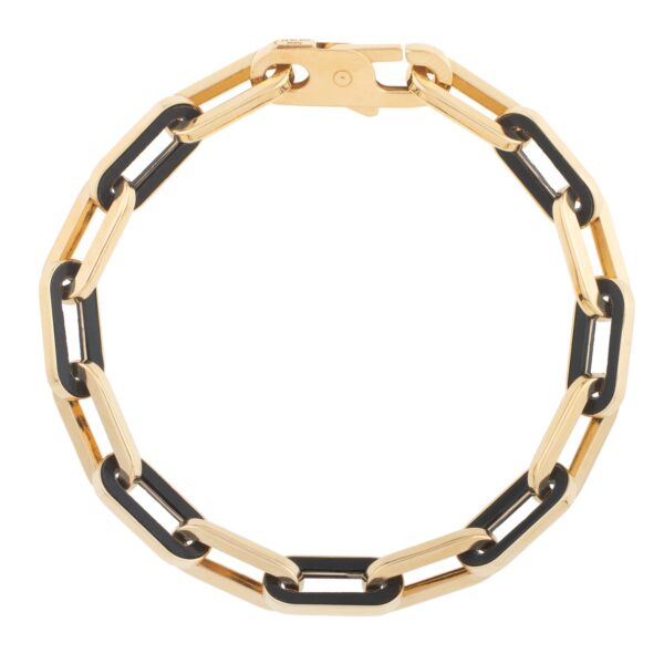 14k Yellow Gold Black Onyx Paperclip Gem Link Bracelet (7.00 mm) - alternate view 2