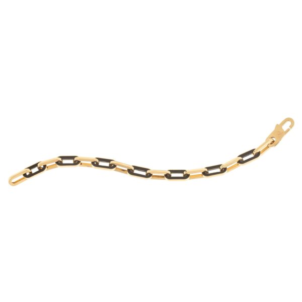 14k Yellow Gold Black Onyx Paperclip Gem Link Bracelet (7.00 mm) - alternate view 3