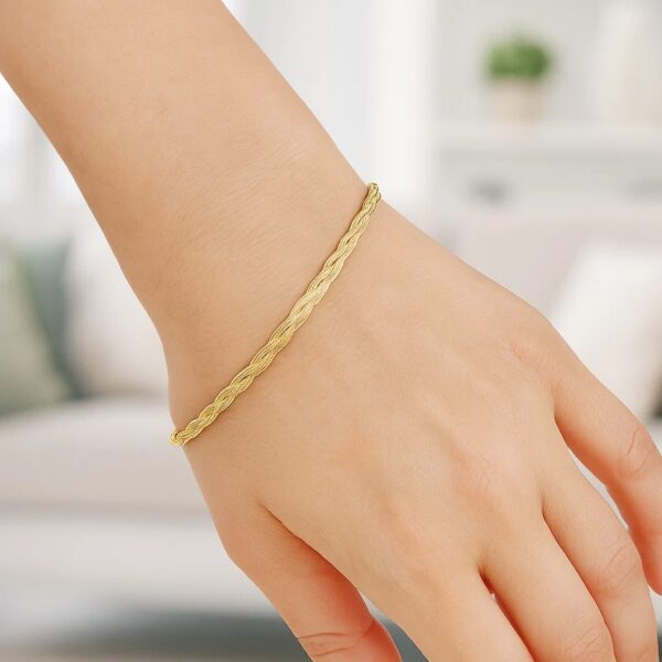 14k Yellow Gold Braided Herringbone Bracelet (3.20 mm) - alternate view 3